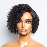 Alexandra | C Part Curly Pixie Cut Preplucked Human Hair Lace Front Wig