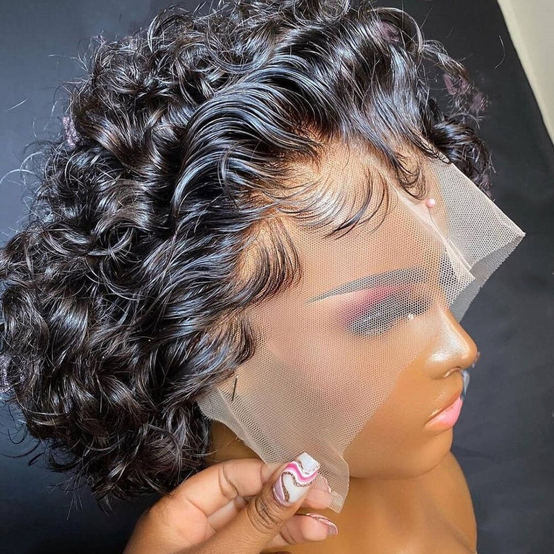 13x4 Pixie Cut Prestyled Preplucked Human Hair Lace Front Wig