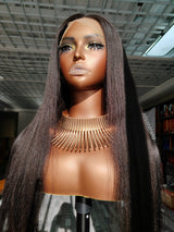 13x4 Knot-Free FULL FRONTAL HD Skin Melt Lace Preplucked Human Hair Lace Wig | Light Yaki