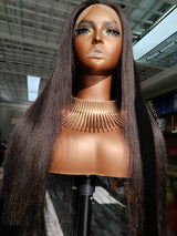 13x4 Knot-Free FULL FRONTAL HD Skin Melt Lace Preplucked Human Hair Lace Wig | Light Yaki