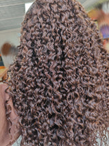 KNOT-FREE - 13x6 Skin Melt Lace Preplucked Human Hair Frontal Wig | Brown Curls