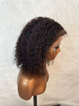 {LAST-PIECE-CLEARANCE} 9x6 Drawstring 4C Edege Skin Melt Lace Glueless Human Hair Curly Bob Wig