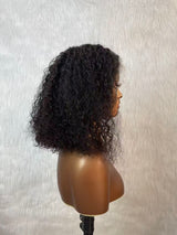 {LAST-PIECE-CLEARANCE} 9x6 Drawstring 4C Edege Skin Melt Lace Glueless Human Hair Curly Bob Wig