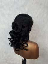 {LAST-PIECE-CLEARANCE} 7x5 Drawstring Skin Melt Lace Glueless Human Hair Wavy Wig with Bang