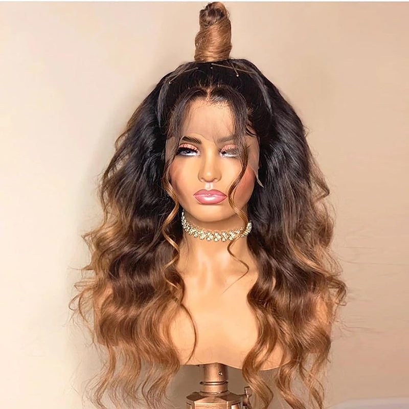 Imani | 13X6 Lace Front Black Root Ombre Wavy Human Hair Wig