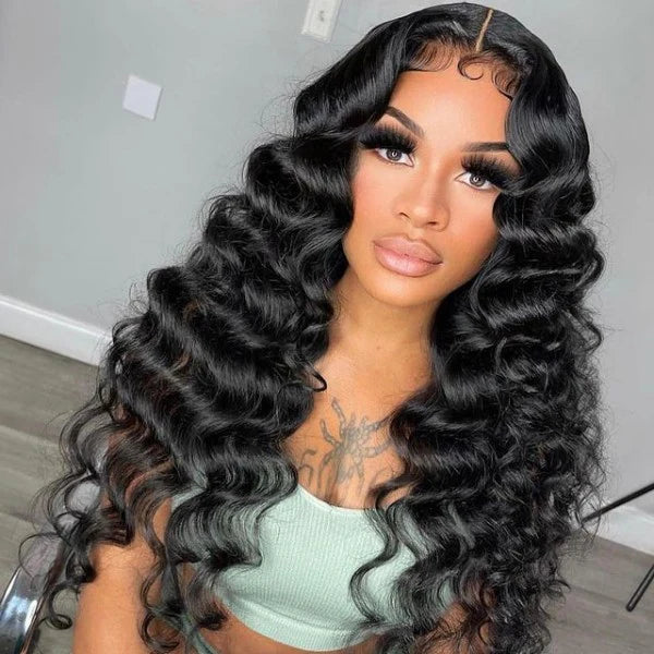 13x6 / 13x4 Full Frontal Loose Deep Wave Preplucked Human Hair Lace Front Wig