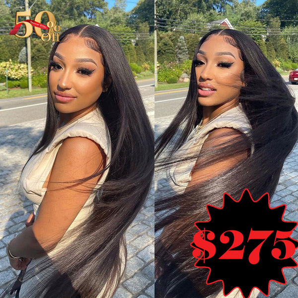 {50% Off} Super Long Straight Human Hair Full Lace Wig