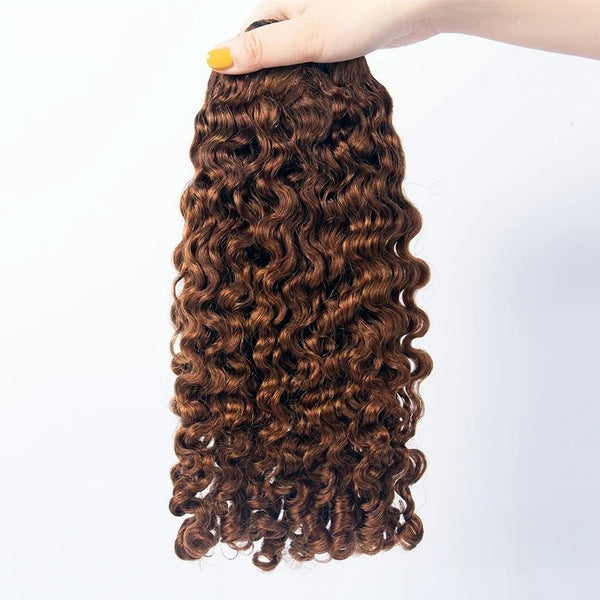 High Quality Human Hair Bundles Weave Hair Extension Burmese Curls Brown