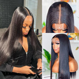 2x6 Closure with Bundles Silky Straight Swiss Lace Human Hair Closure Wig