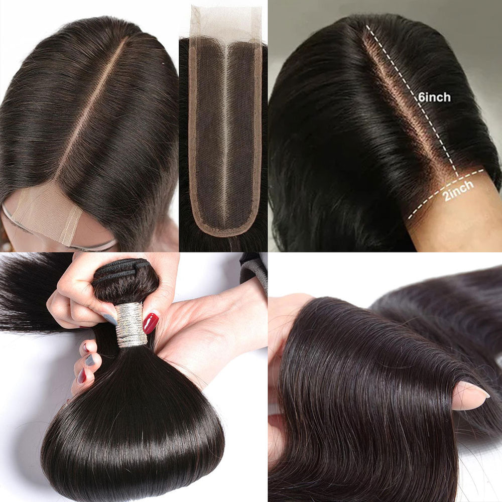 Afsisterwig - 2x6 Closure with Bundles Silky Straight Swiss Lace