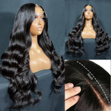 2x6 Deep Middle Part HD Skin Melt Lace Human Hair Glueless Wig Body Wave