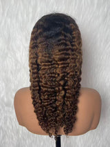 {LAST-PIECE-CLEARANCE} 360 Knot-Free Lagos Hairline Ombre Brown Fitted Skin Melt Lace Wig Burmese Curly