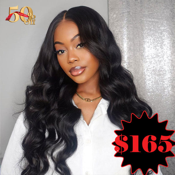 {50% Off}  13x4 Lace Front 200% Density Body Wave Virgin Human Hair Wigs