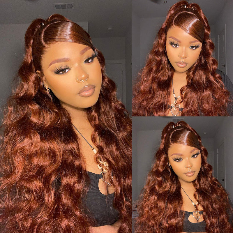 ELEANOR | 13X6 Lace Front #33 Redish Brown Auburn Virgin Human Hair Frontal Wig