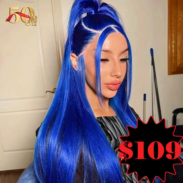 Kiki | ELECTRIC BLUE Human Hair Lace Wig | Silky Straight
