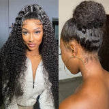 370 Fitted Cap Invisible Strap Skin Melt Lace Frontal Wig | Curly