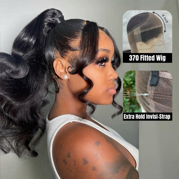 370 Fitted Cap Invisible Strap Skin Melt Lace Frontal Wig | Body Wave