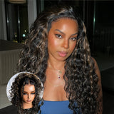 370 Fitted Cap Invisible Strap Skin Melt Lace Frontal Wig Highlight Water Wave