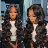 CLEARANCE Glueless Air Cap Skin Melt Swiss Lace Preplucked Human Hair Closure Wigs Body Wave