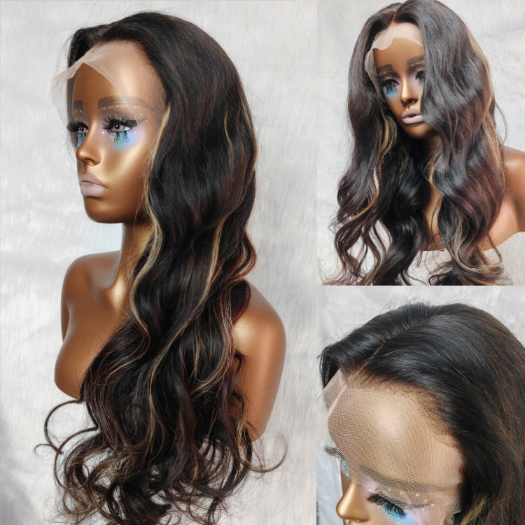 {50% Off} Tri-Colored Highlight 13x4 Body Wave Lace Front Wig