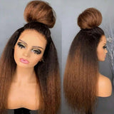 13x4/13x6 Ombre Brown Pre-Plucked Human Hair Lace Frontal Wig Kinky Straight