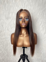{LAST-PIECE-CLEARANCE} 9x6 Brown Skin Melt Lace Yaki Straight Drawstring Human Hair Wig