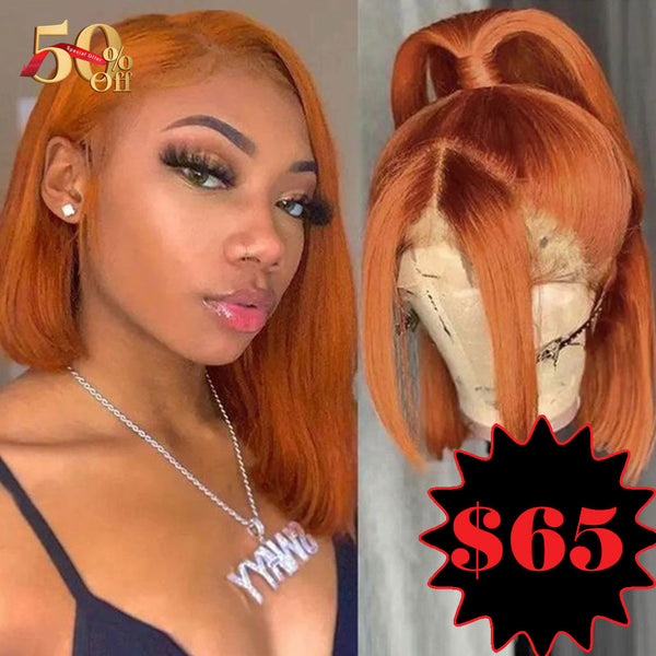 {50% Off} Ginger Bob Human Hair T Part Lace Front Wig