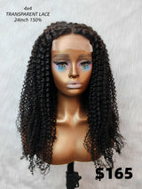 {LAST-PIECE-CLEARANCE} 4X4 Transparent Lace Air Cap Human Hair Wig Kinky Curly