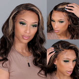 Skin Melt Full Lace (Whole Lace Cap) Highlight Body Wave Human Hair Lace Wig