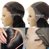 New 13x6 Fitted Cap Glueless Skin Melt Lace Front Wig Body Wave