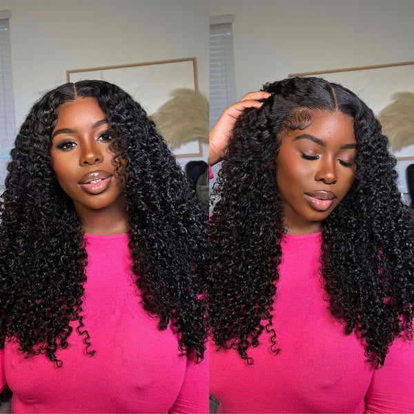 4X4/13x4 Transparent Lace Wig 250% Human Hair Wig Kinky Curly
