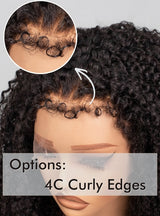 Curly Baby Hair 13x6 Natural 4C Edge Skin Melt Lace Frontal Wig Highlight Curly