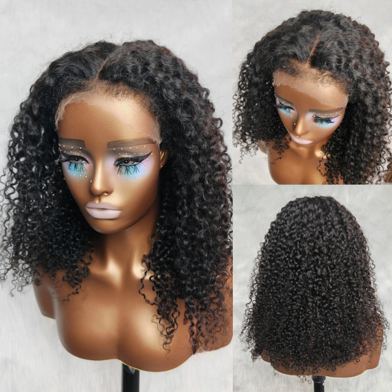 Skin Melt 360 Lace Knot-free Fluffy Edge Invisible Strap Human Hair Frontal Wig | Burmese Kinky Curly