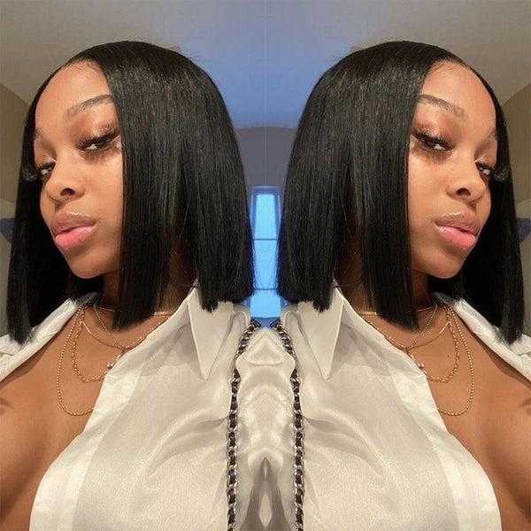 {50% Off} 4x4 Natural Color Human Hair Closure Bob Wig