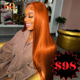 {50% Off} Ginger Straight Precolored Human Hair Lace Front Wig
