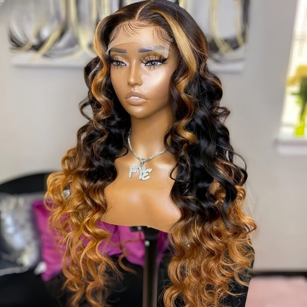 Hailey | 13X6 Lace Front Ombre Highlight Blonde Wavy Human Hair Wig