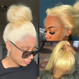 613 Blonde Invisible Strap Preplucked Human Hair 370 Lace Wig