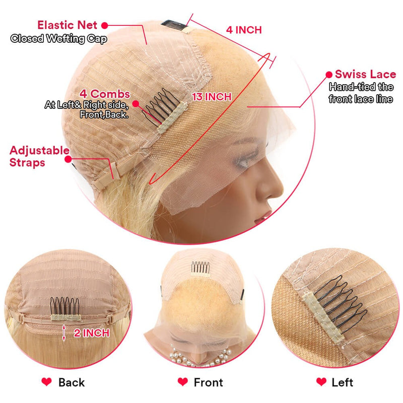 13x4 613 Blonde Balayage Human Hair Lace Wig | Straight Bob