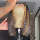 Blonde Highlight Layered Bob Human Hair Bob Lace Front Wig