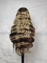 {LAST-PIECE-CLEARANCE} Highlight Blonde Transparent Lace Human Hair Lace Front Wig Wavy