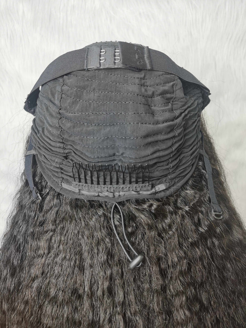 {LAST-PIECE-CLEARANCE} 3 IN 1 Half Wig Human Hair Drawstring Kinky Straight