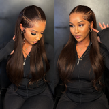 370 Fitted Cap Invisible Strap Skin Melt Lace Frontal Wig | Brown