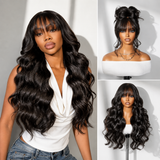 370 Fitted Cap Invisible Strap Skin Melt Lace Frontal Wig | Wavy with Bang