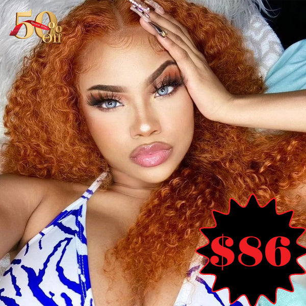 {50% Off} Precolored Ginger Orange Human Hair Lace Front Wig