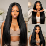 6x5 Drawstring Glueless Transparent Lace Closure Wig Yaki Straight