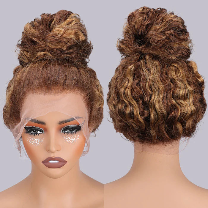 CLEARANCE 360 Lace Invisible Strap 250% Human Hair Lace Wig Highlight Water Wave