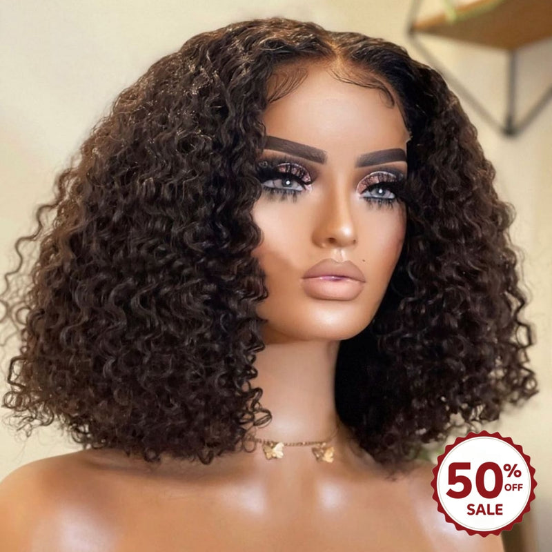 {50% Off} 13x4/13x6 Human Hair 250% Burmese Curly BOB  Lace Front Wig