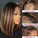 {50% Off US ONLY} 13x4 Transparent Lace Preplucked Human Hair Highlight Bob Lace Front Wig