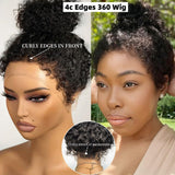 Skin Melt 360 Lace 4C Edge Invisible Adjustable Strap Delicate Hairline Human Hair Frontal Wig | Kinky Curly