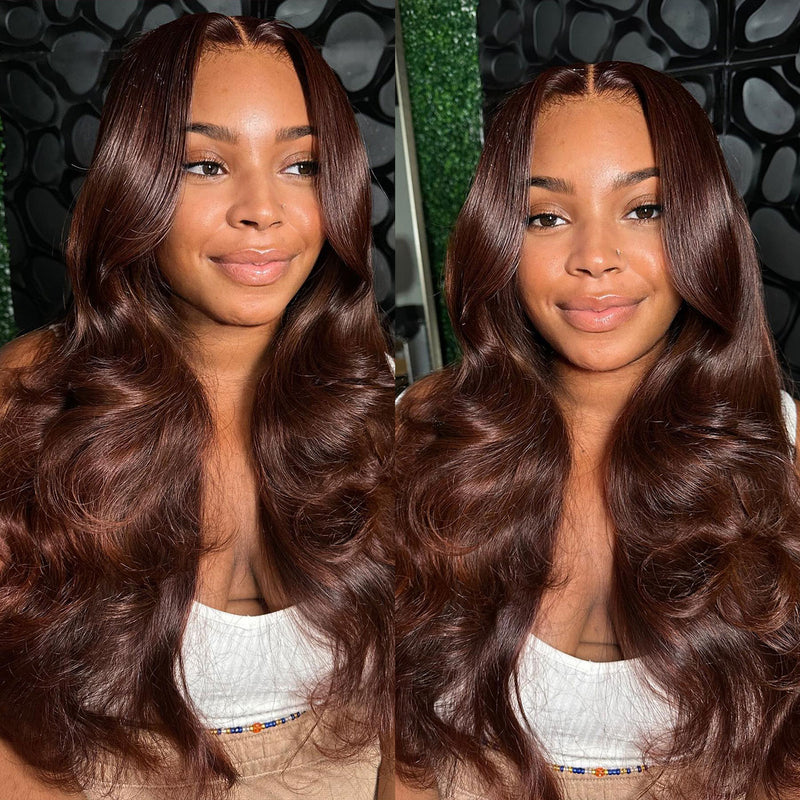 Brown 13x6 Skin Melt Lace Front Silk Straight Human Hair Wig